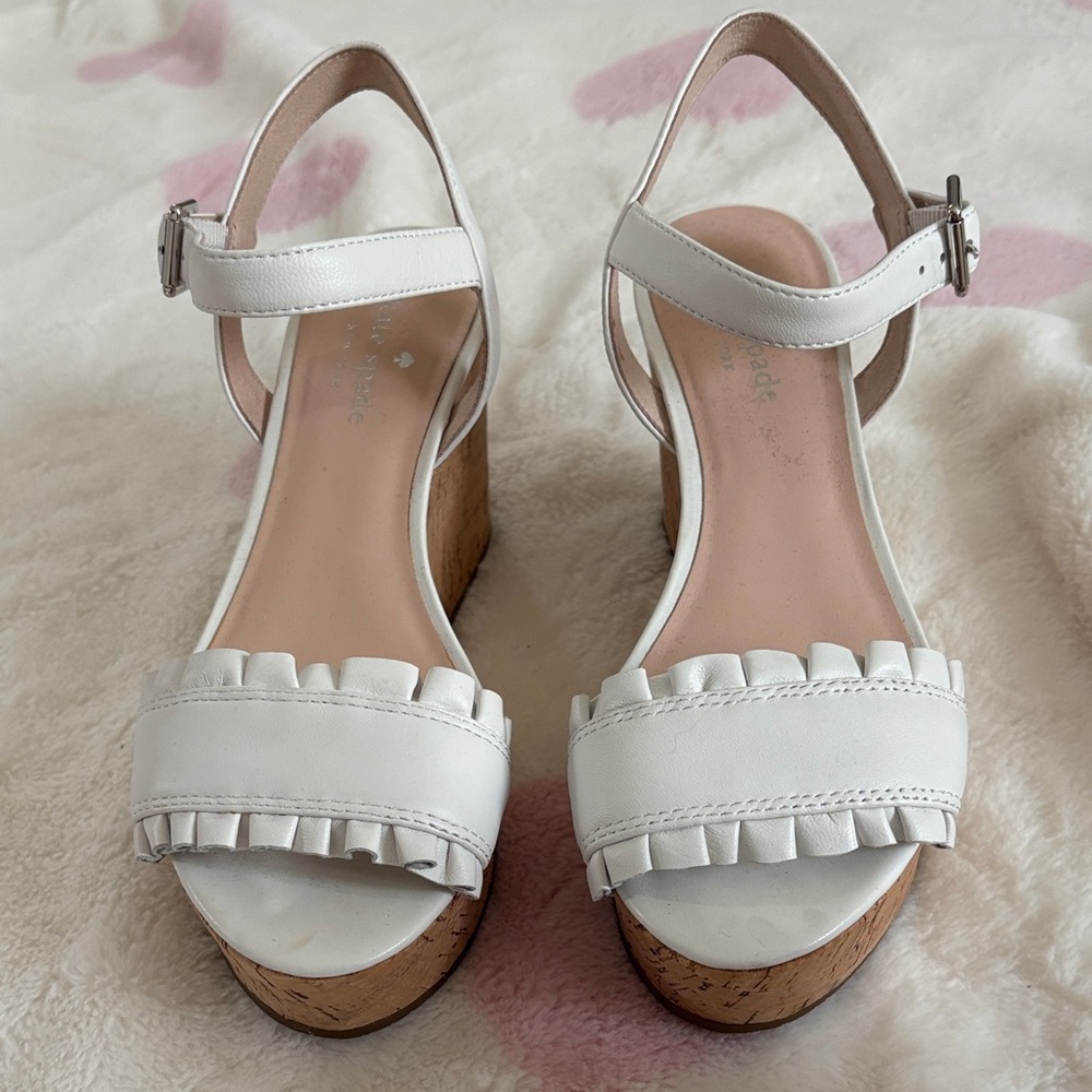 Kate Spade White Wedges with Tan Sole